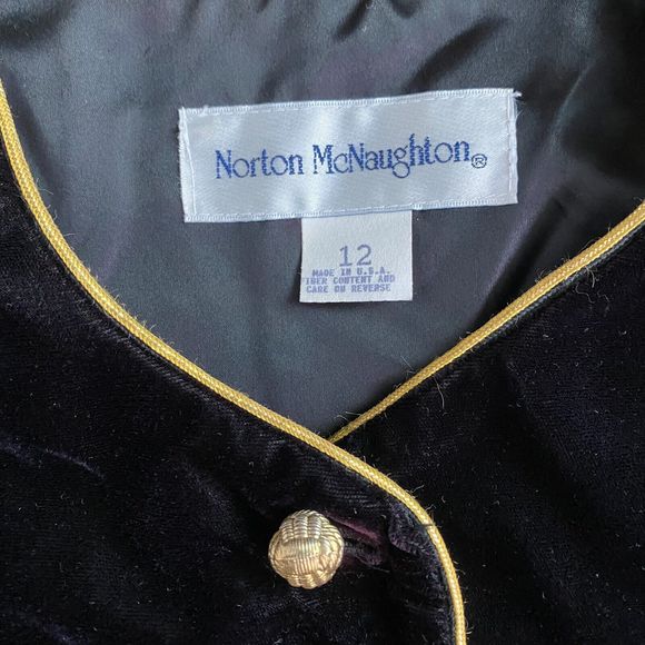 Vintage Norton McNaughton Velvet Cropped Jacket L Purple Gold Button Up Fairy - Picture 7 of 8
